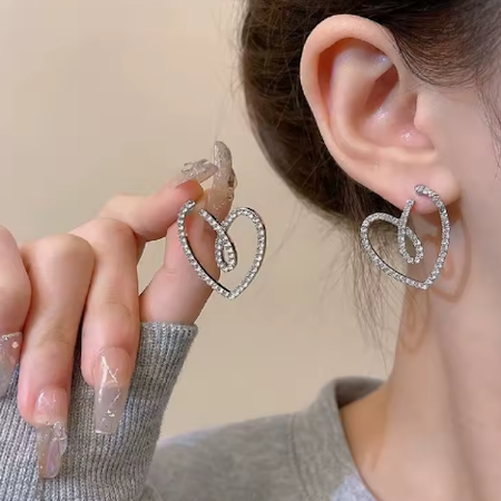 pendientes de corazón de plata