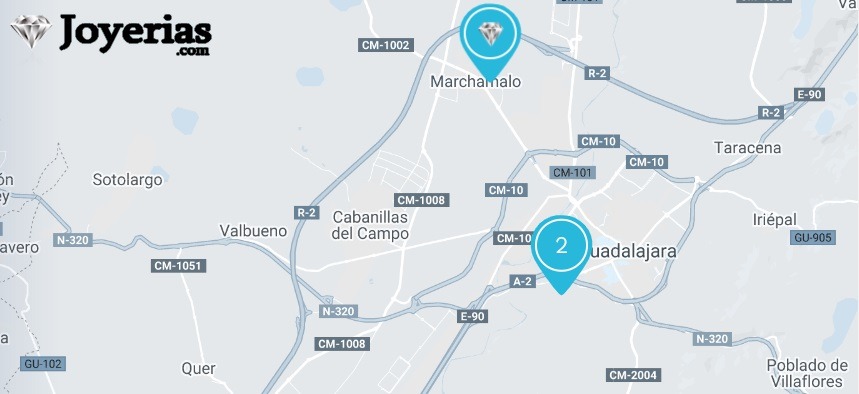 Mapa de las mejores joyerías en Guadalajara