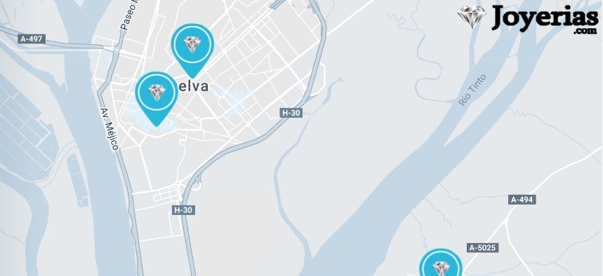 Mapa de las mejores joyerías en Huelva