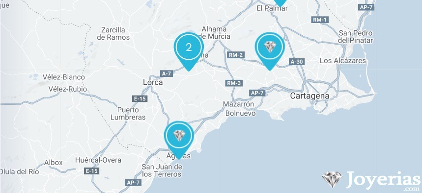 Mapa de las mejores joyerías en Murcia