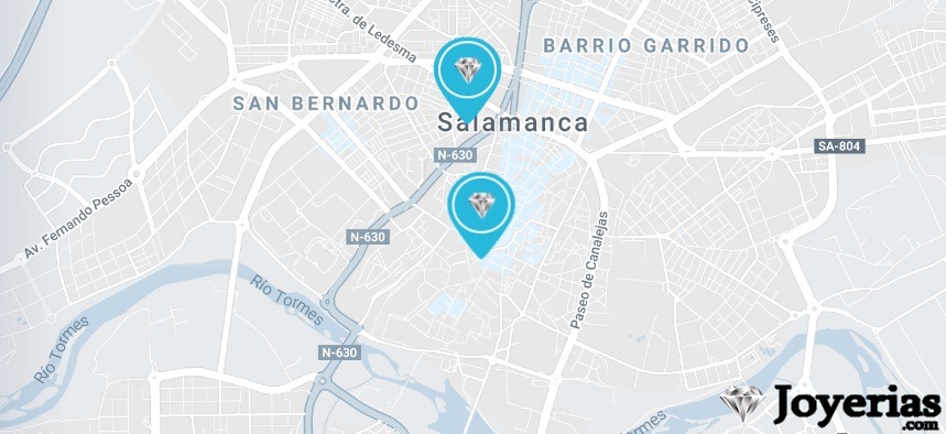 Mapa de las mejores joyerías en Salamanca